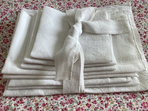 Vintage french linen remnant - french,