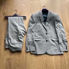 Next Men’s Slim Fit Light Grey Suit 38S Jacket 32S Trousers Wool Blend + Bag