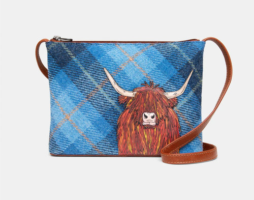 Highland cow blue harris tweed - blue,
