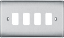 BG Brushed Steel Light Switches & Sockets Full Range Satin Chrome Black Inserts