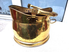 VINTAGE BRASS HELMET COAL LOG BUCKET with HANDLES
