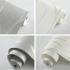 Glitter Damask Wave 3D  Embossed Wallpaper Non-Woven Fabric Livingroom Wallpaper