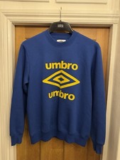 Umbro x Pull & Bear Vintage Collaboration Mens Blue Yellow Sweatshirt Size Large