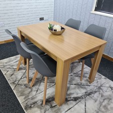 Dining Table and 4 Grey Chairs tulip wood oak effect kitchen table set of 4 set