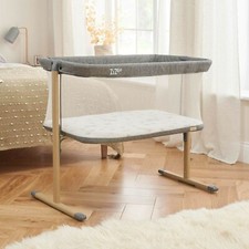 Tutti Bambini Zizee Essential Crib - Oak Charcoal | Newborn Baby Bedside Cot