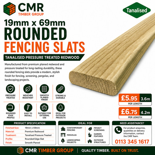 19mm 69mm rounded fencing - 19mm,