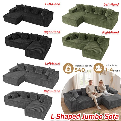 Shaped corner corduroy sofa - corner,