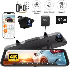 WOLFBOX 4K 12" Mirror Dash Cam Front and Rear Inside 5G WiFi Parking Monitoring