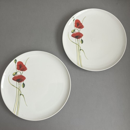Dunelm red poppy dinner plates - poppy,