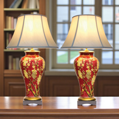 Pair chinese jar table - of,