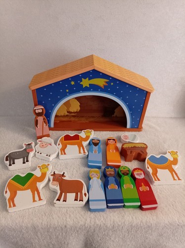 Wooden child nativity play - nativity,
