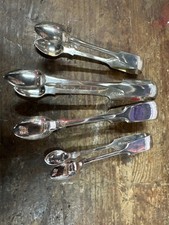 Vintage Silver Plate Sugar Ice Tongs Nips Fiddle Pattern x 4 Job Lot