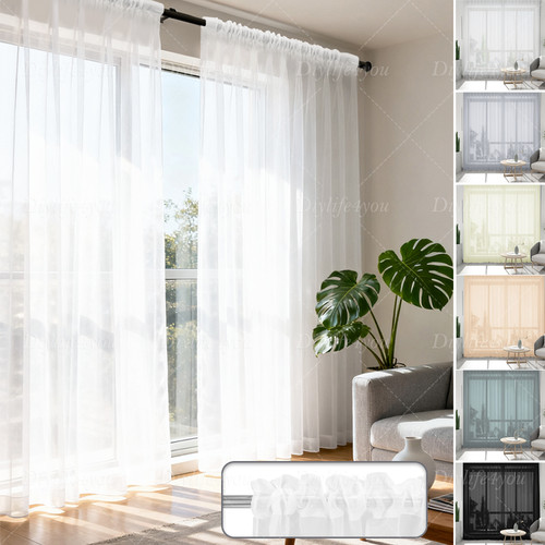 Voile curtains pair - curtains, (2