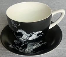 Vintage Crown Devon Fielding Giant Black Pegasus Cup And Saucer