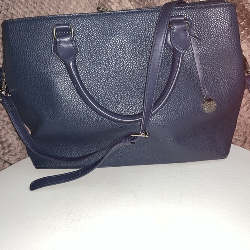 Navy faux leather tote bag - navy,
