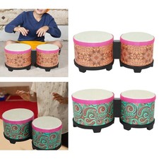Bongo Drum 5'' and 6'' Set Hand Drum Portable Teaching Aid Playing Congas Drum