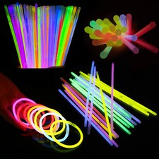 8" GLOW STICKS BRACELETS NECKLACES PARTY FAVORS +CONNECTOR 15PCS-1000PCS