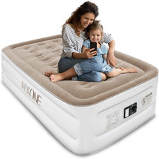 NXONE Air Mattress,Inflatable Single Airbed Luxury Double High Twin, Brown 