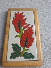 Red Floral Hand Made Art Tile