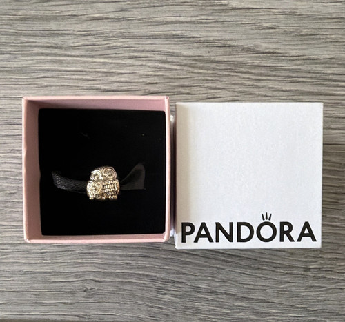 Pandora silver owl bead charm - silver,