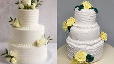 Miniature White And Yellow Rose Wedding Cake Replica Cake Topper