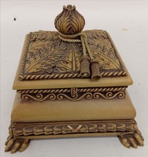 Vintage Decorative Trinket Box Beige Footed Home Decor Collectable 22cm