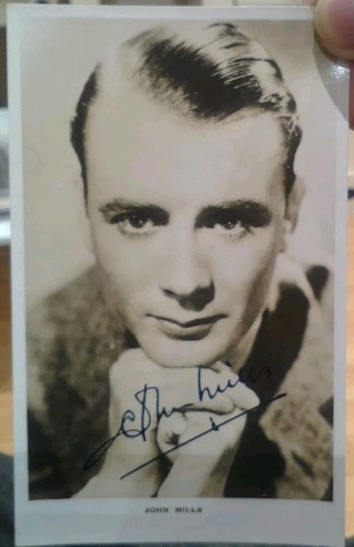 John mills signed postcard - john,