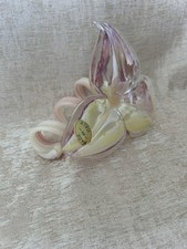 Stunning Murano Made In Italy Hand Blown Glass Flower With Stem Pink & Yellow