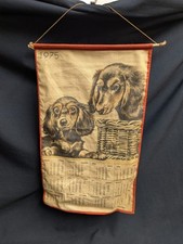 Vintage 1975 Dachshund Fabric Calendar In Excellent Original Condition Scroll
