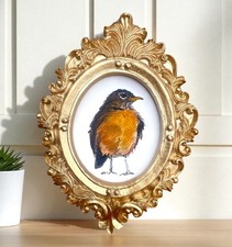 American Robin bird mini gold