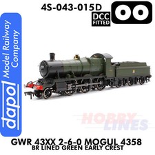GWR 43xx 2-6-0 Mogul 4358 BR Lined Green DCC Steam Loco 1:76 OODapol 4S-043-015D