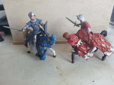 Two Papo knights on horseback