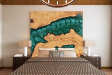 Epoxy Green Headboard, Bedroom