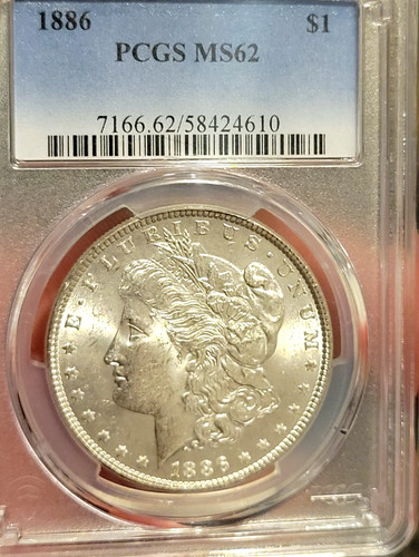 1886 pcgs ms62 morgan silver - 1886,
