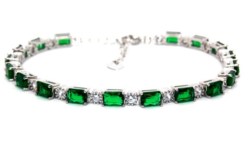 Silver emerald diamond - silver, &