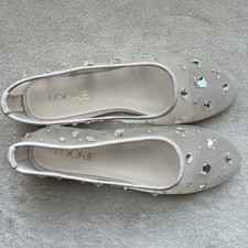 NEW Lookie Atelier Nude Mesh Ballet Flat Shoes EU 38 US 7 Stone Accents Neutral