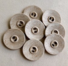LAST 8 Large Modern Design Tan Coat Buttons, Reversible, 2 Hole, 30mm, Set