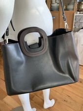 BORSE IN PELLE 100% LEATHER SHOULDER BAG BLACK BROWN
