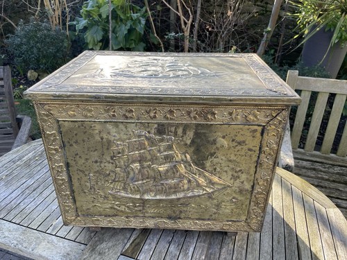 Large antique brass coal - large,