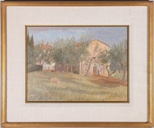 A.H - Framed 1964 Oil, Pig in the Olive Grove
