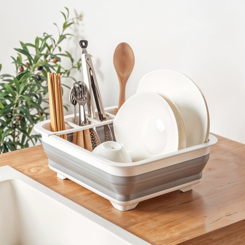 Grey dish drainer plate - dish,