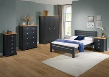 Dark Grey & Oak Effect Tops Bedroom Range " TEMPO"