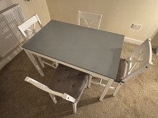 Grey white table 4 chairs with
