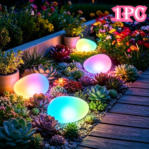 1pc rgb solar pebble stone - 1pc,