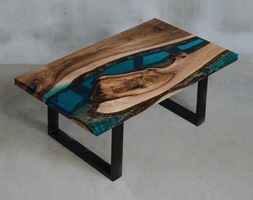 Coffee table solid wood epoxy - coffee,