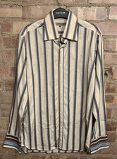 Ted Baker Striped Shirt Size 4 44” Chest Large 100% Cotton Retro Style Design