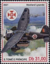 WWII WESTLAND LYSANDER Portugal Air Force Liaison Aircraft Stamp (2021 Sao Tome)