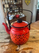 Vintage Arabia Finel Finland Enamel Small Kettle / Teapot – Kaj Franck – Flowers