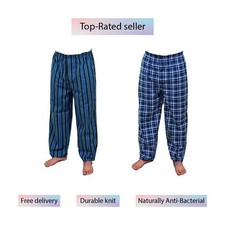 Champion Men’s Pyjama Trousers 2 Pack Cambridge Stripe & Check Elastic Waist.