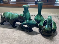 5 x large Canadian Blue Mountain Pottery 'Dolphin Bear Swan 2 x vase EX
